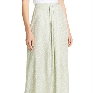 Vince Silk Stone Dot Midi Skirt Celery Size 0